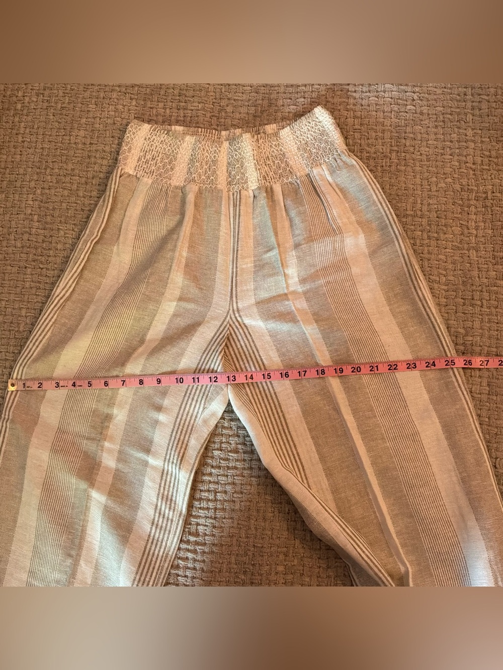 πβ¨π Boho Striped Wide Leg Pants High Rise Elastic Waist Size L - Picture 5 of 10